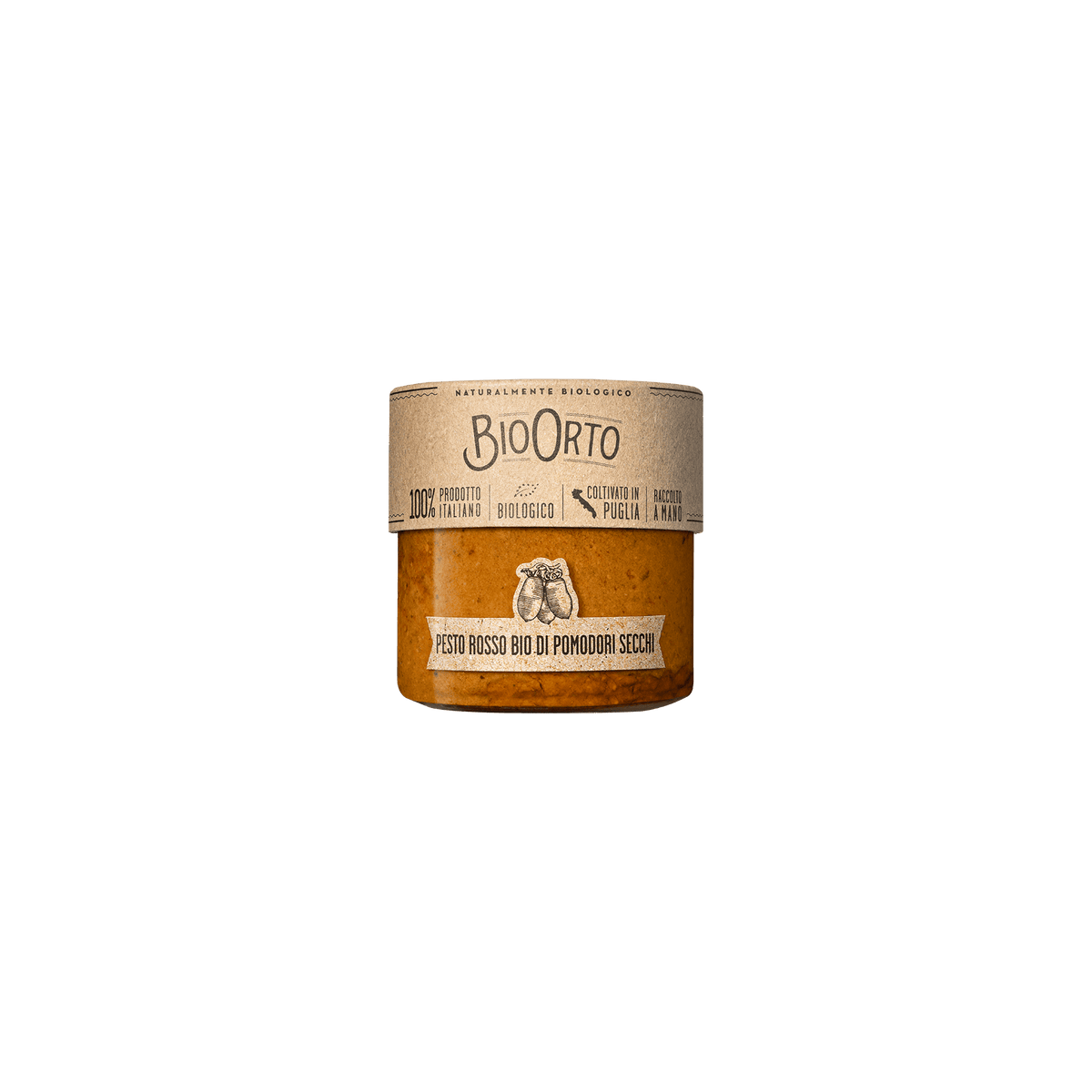 Organic red pesto of sun-dried tomatoes